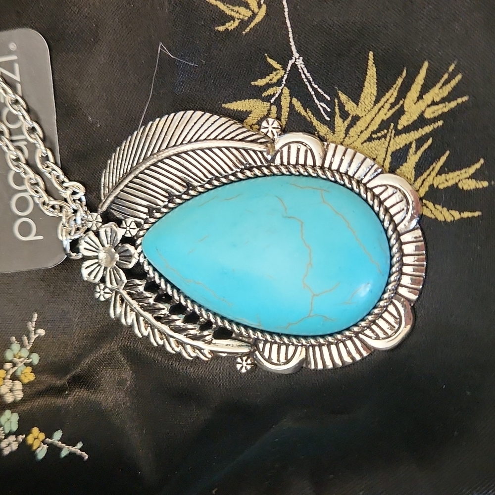 Long Southwestern Silvertone Necklace set